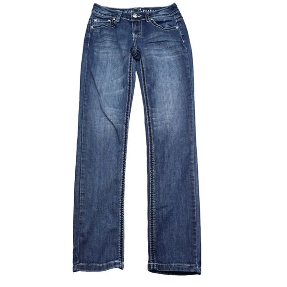 Denim Couture Jeans Womens 3 Blue Mid Rise Straight Flat Front Button Zip Pants - Picture 1 of 16